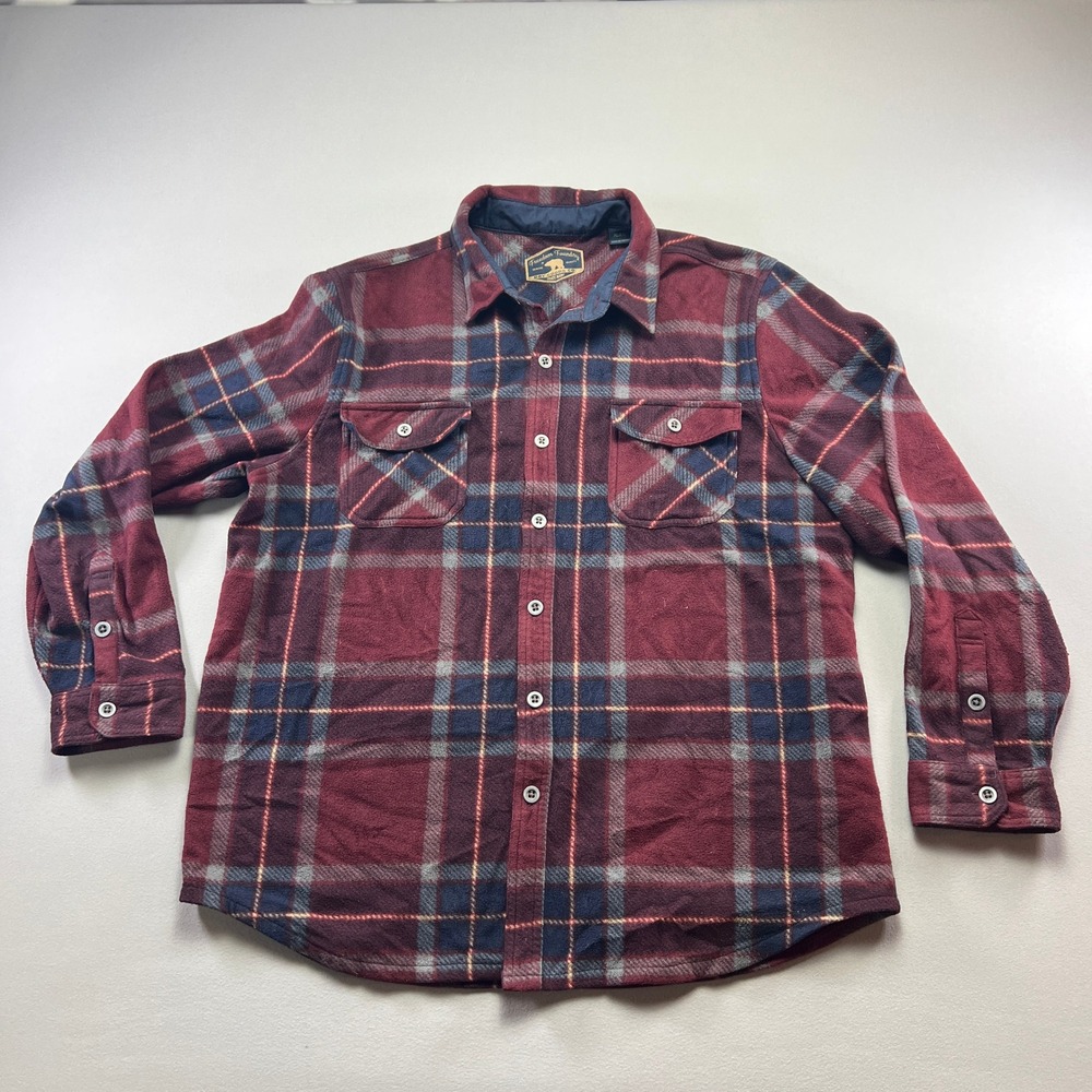 Freedom Foundry Fleece Shirt Mens XL Multicolor Plaid Plaid Stretch Button Up